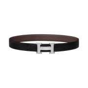 Hermes H Belt Buckle & Reversible Leather Strap 32mm & Palladium Noir Chocolat