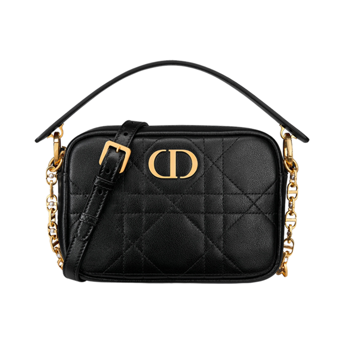 디올 스몰 디올 카로 탑 핸들 카메라백 블랙(Dior Small Dior Caro Top Handle Camera Bag Black) - 1