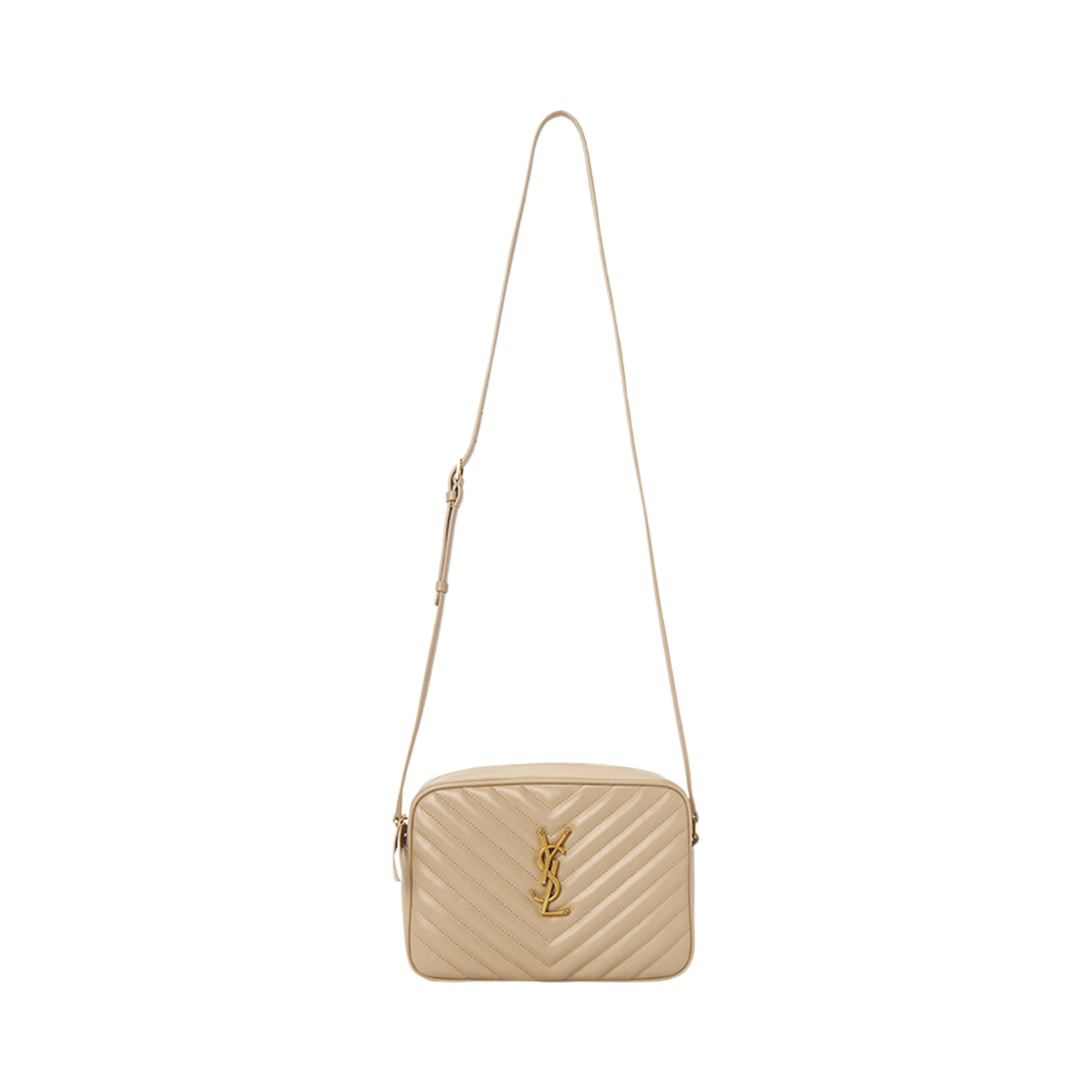 761554-DV707-2721 Saint Laurent Lou Camera Bag in Quilted Leather Dark Beige
