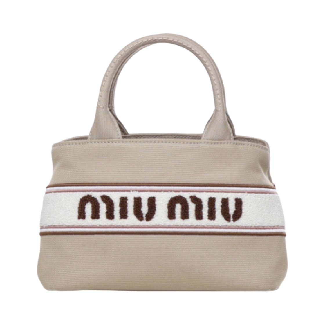 미우 미우 자수 로고 캔버스 핸드백 코드(Miu Miu Canvas Handbag with Embroidered Logo Cord) - 1