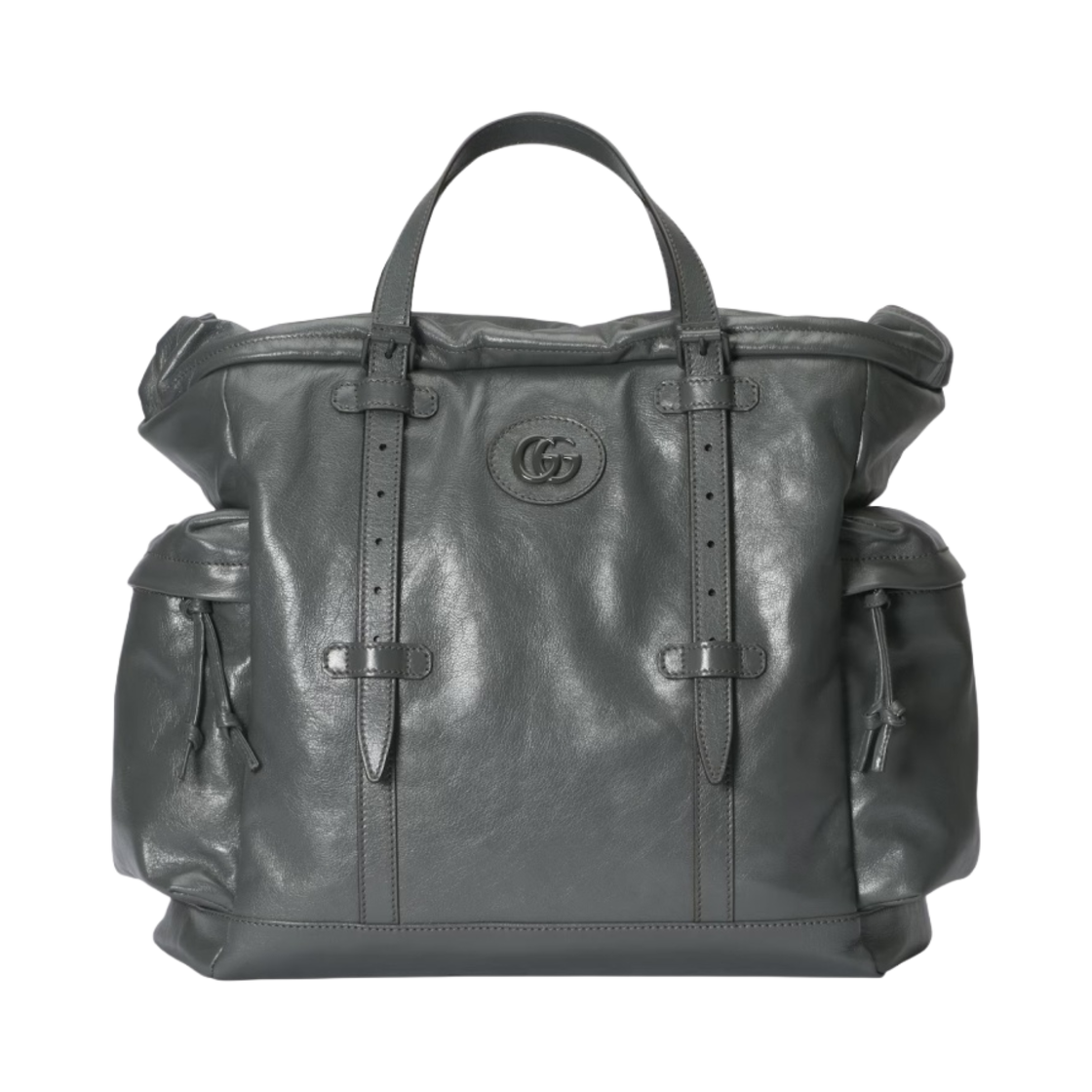 구찌 드로우스트링 토트백 토날 더블 G 그레이 레더(Gucci Drawstring Tote Bag with Tonal Double G Grey Leather) - 1