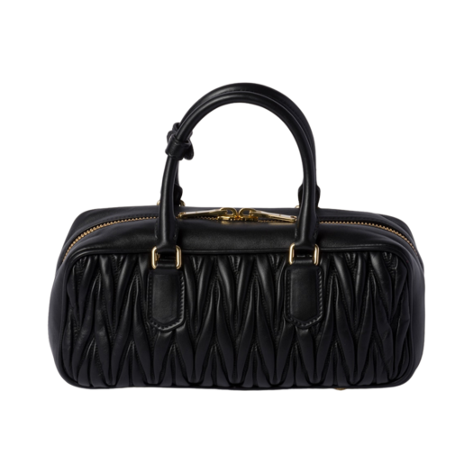 Miu Miu Arcadie Matelasse Nappa Leather Tote Bag Black