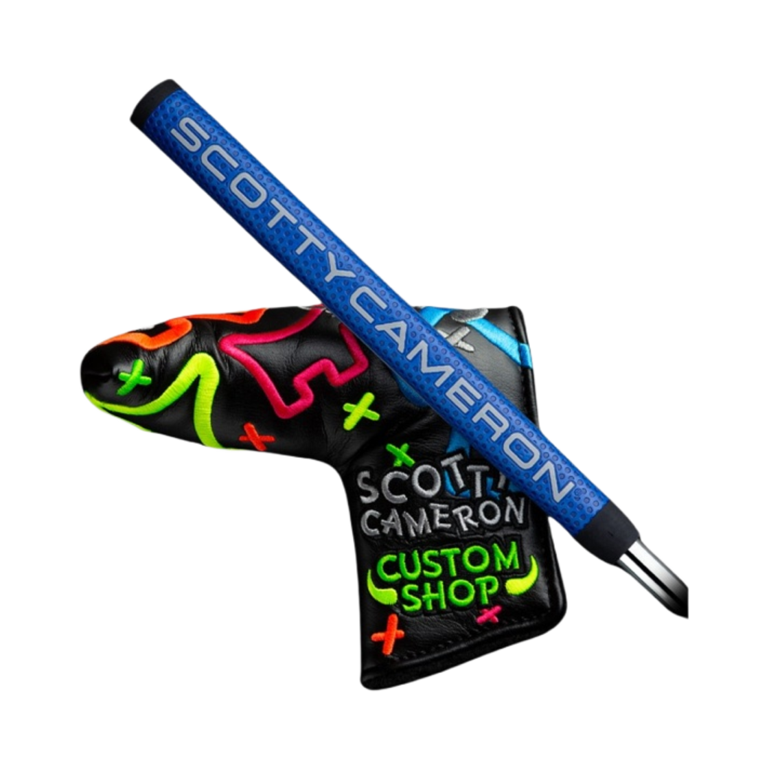 타이틀리스트 스카티 카메론 스페셜 셀렉트 뉴포트 2 모토 네온 정크 야드 도그 헤드커버 블루 마타도르 그립 퍼터 34.5인치 블루 실버(Titleist Scotty Cameron Special Select Newport 2 Moto Neon Junk Yard Dog Headcover Blue Matador Grip Putter 34.5-Inch Blue Silver) - 3