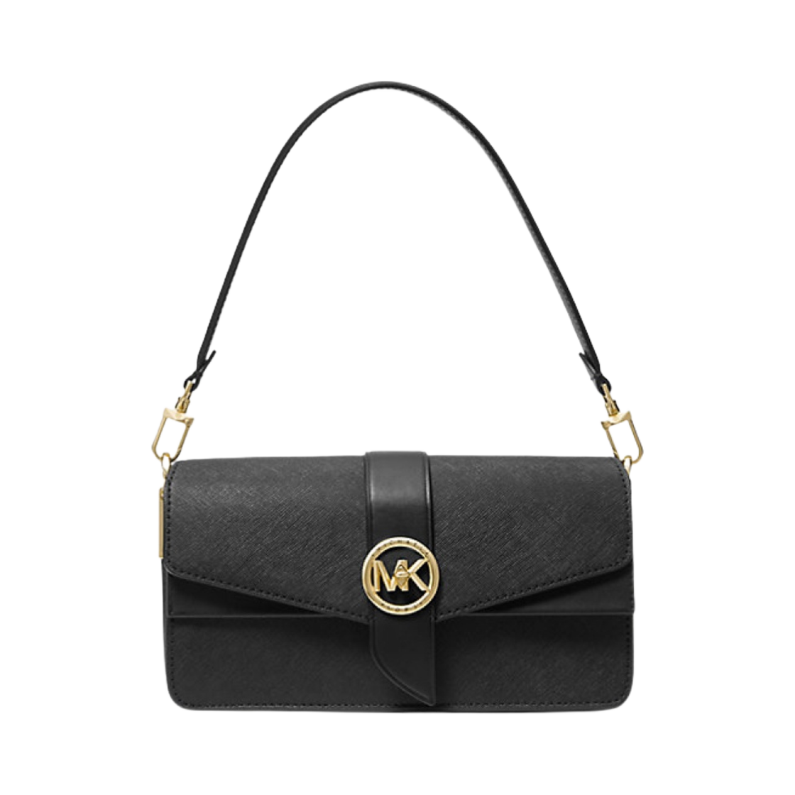 30H1GGRL2L001 Michael Kors Greenwich Medium Saffiano Leather Shoulder Bag Black