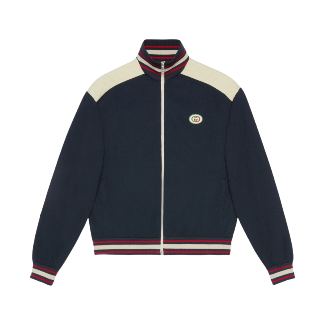 구찌 코튼 저지 집 자켓 네이비 블루 화이트(Gucci Cotton Jersey Zip Jacket Navy Blue White) - 1