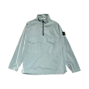 Stone Island 10705 Light Cotton Canvas Garment Dyed Half Zipper Anorak Sky Blue - 23SS