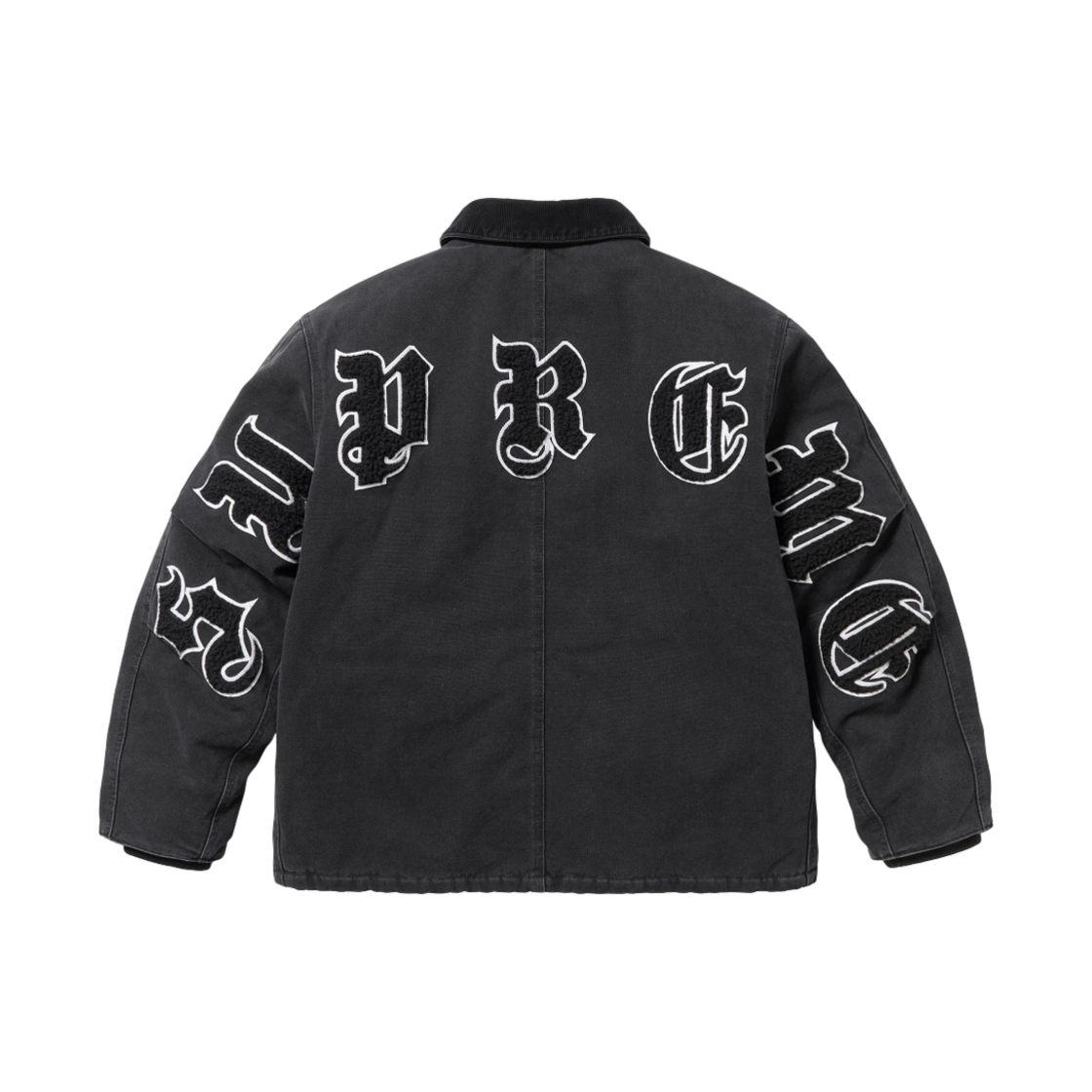 슈프림 올드 잉글리쉬 캔버스 워크 자켓 블랙 - 25SS(Supreme Old English Canvas Work Jacket Black - 25SS)
