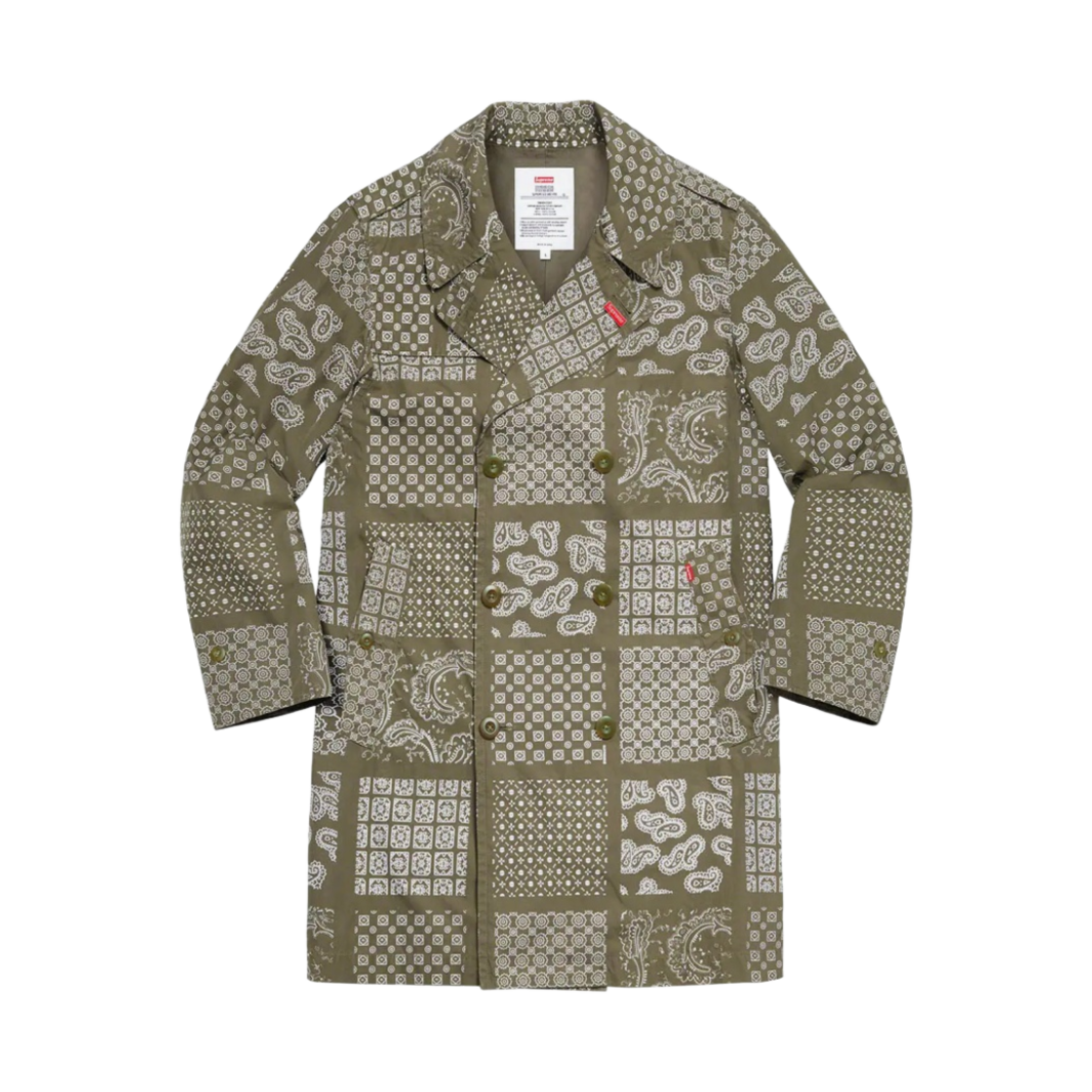 슈프림 밀리터리 트렌치 코트 올리브 페이즐리 - 20SS