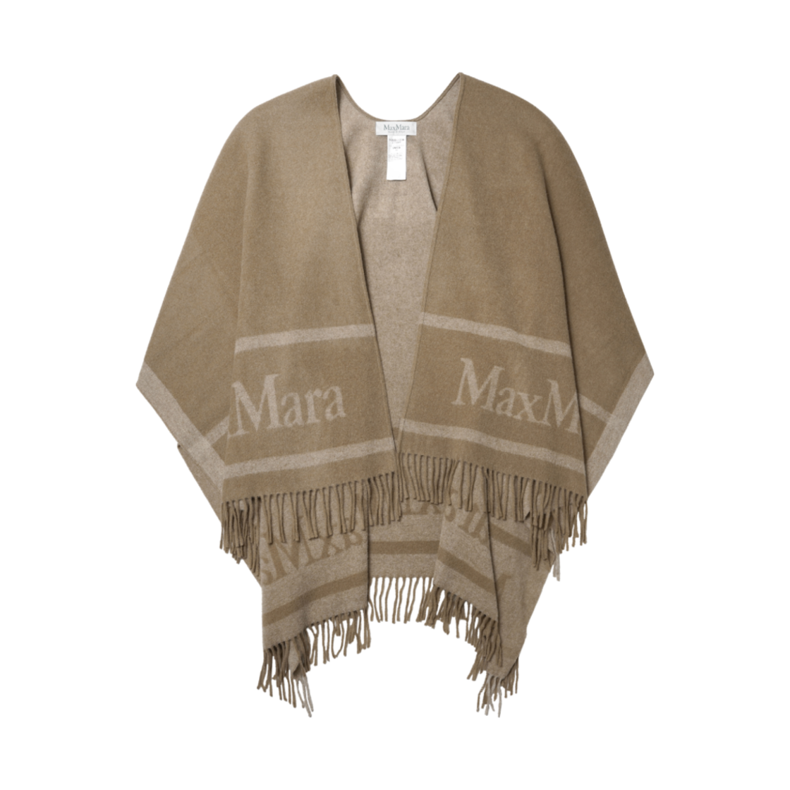 HILDE-002 (W) Max Mara Hilde Accessori Jacquard Wool Poncho Camel