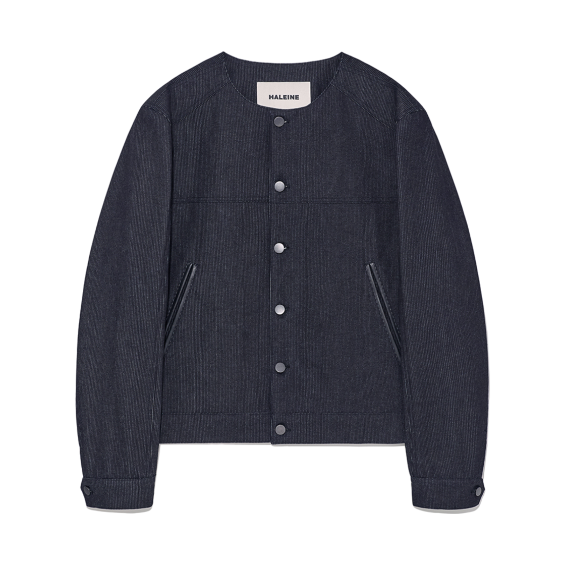 알렌느 크롭드 칼라리스 자켓 인디고