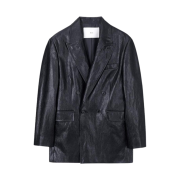 Dunst Double Peaked Leather Jacket Leather Black