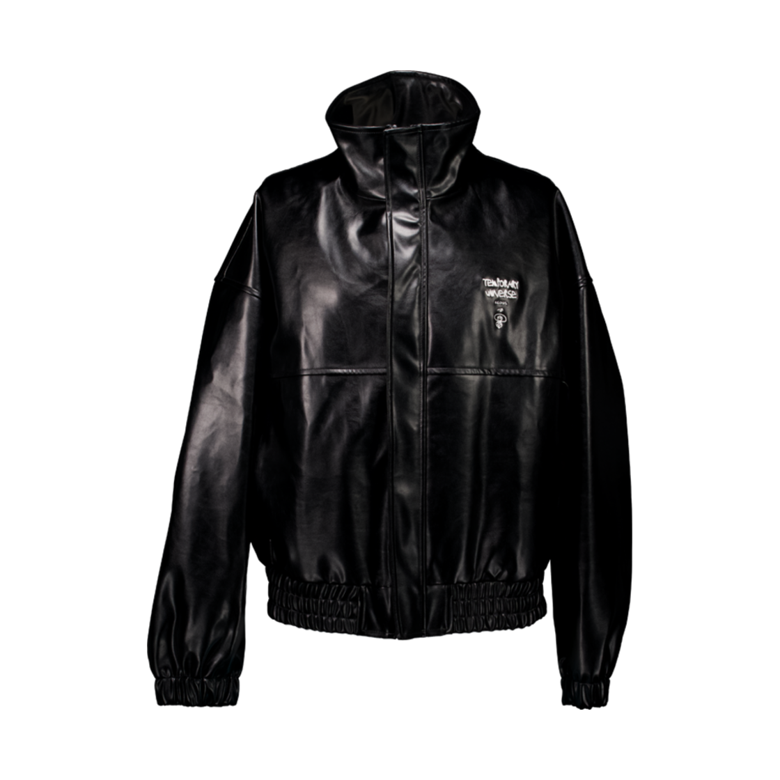 TU24JK1BL Temporary Universe Fake Leather Oversize Jacket Black