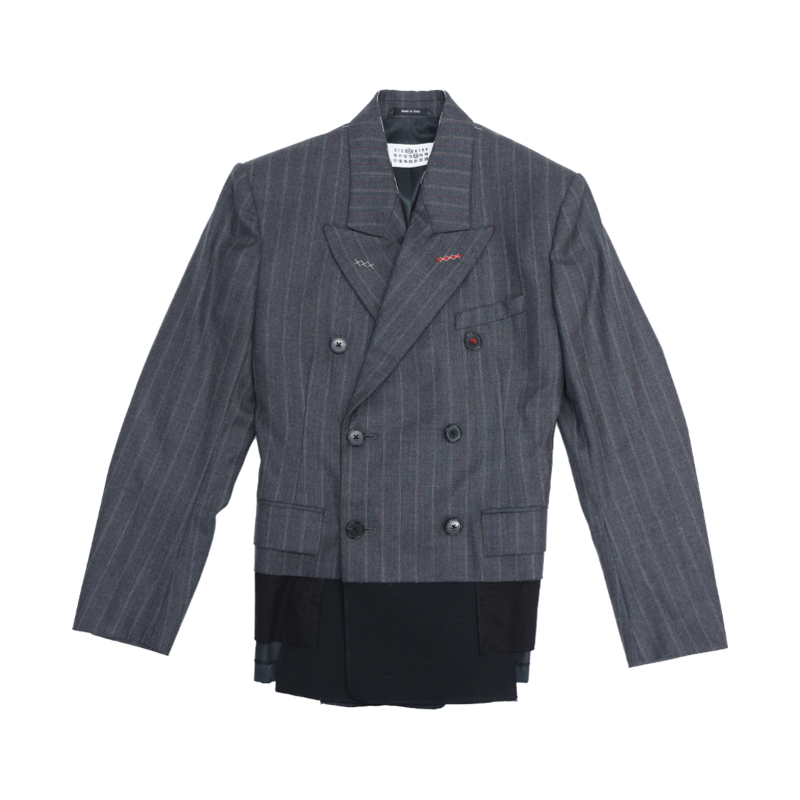 IT7HWCNHL8FA Maison Margiela Spliced Pinstripe Wool Blazer Grey
