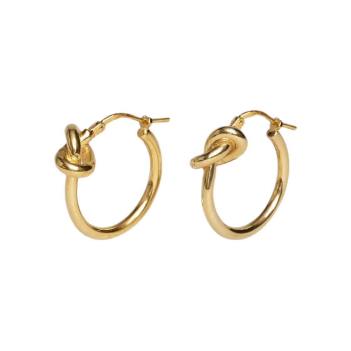 (W) 셀린느 노트 스몰 훕스 브래스 골드 피니쉬 골드((W) Celine Knot Small Hoops in Brass with Gold Finish Gold) - 2