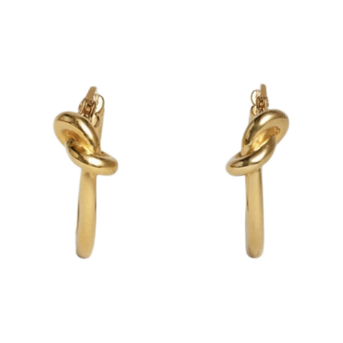 (W) 셀린느 노트 스몰 훕스 브래스 골드 피니쉬 골드((W) Celine Knot Small Hoops in Brass with Gold Finish Gold) - 3