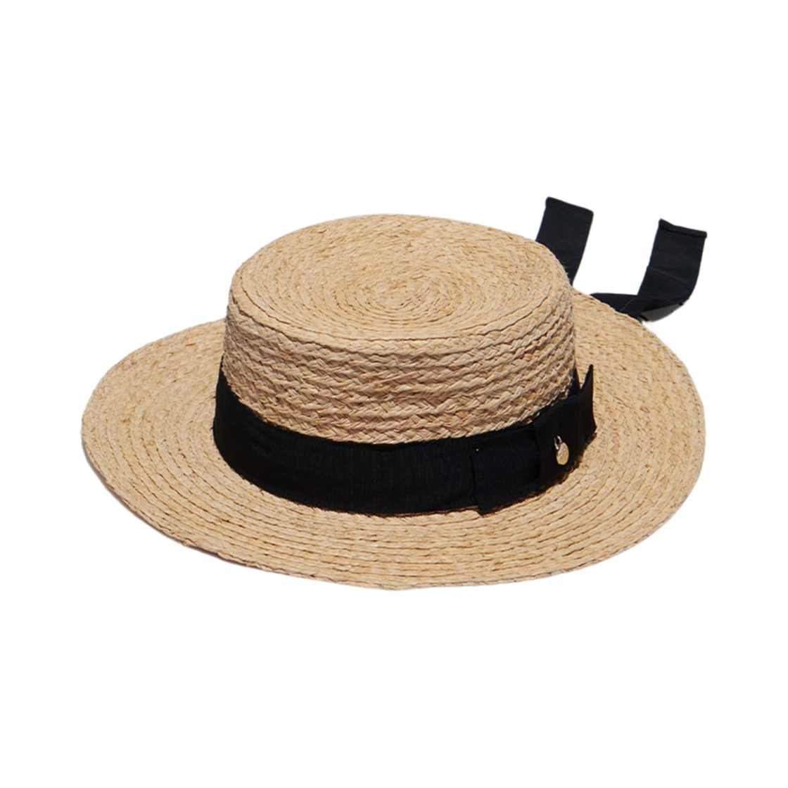 RF1ACBD1HA007 (W) Rockfishweatherwear Raffia Boater Hat Wide Brim Black