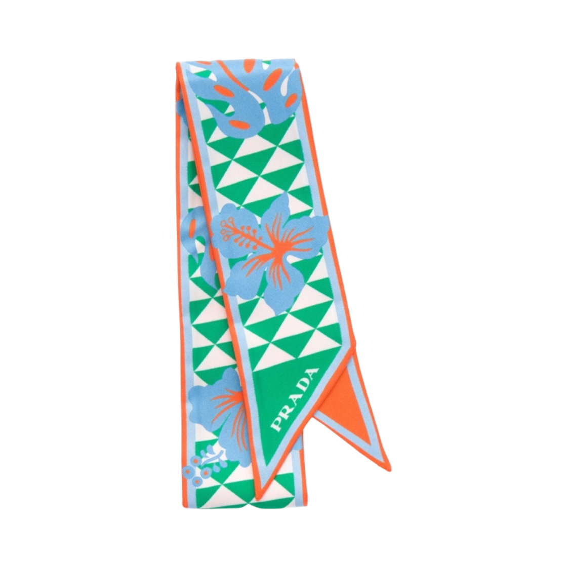 (W) 프라다 프린티드 실크 트윌 스카프 망고 화이트((W) Prada Printed Silk Twill Scarf Mango White) - 1