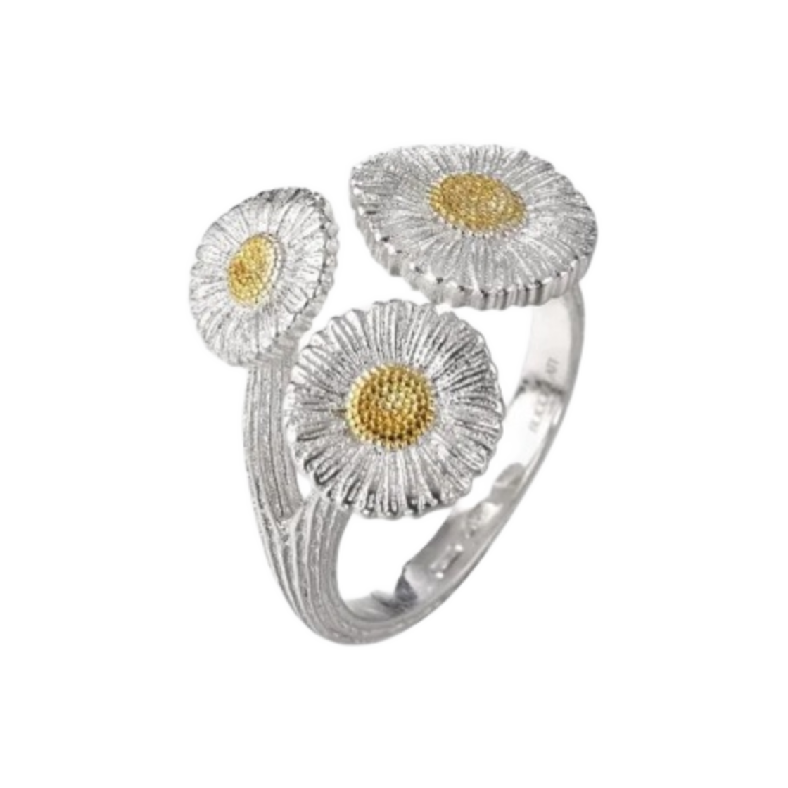 JAGRIN013867 Buccellati Blossoms Daisy Ring with Three Flowers Vermeil Sterling Silver