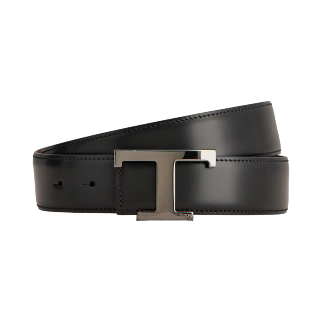 토즈 레더 T 타임리스 리버서블 벨트 블랙 버건디(Tod's T Timeless Reversible Belt in Leather Black Burgundy)