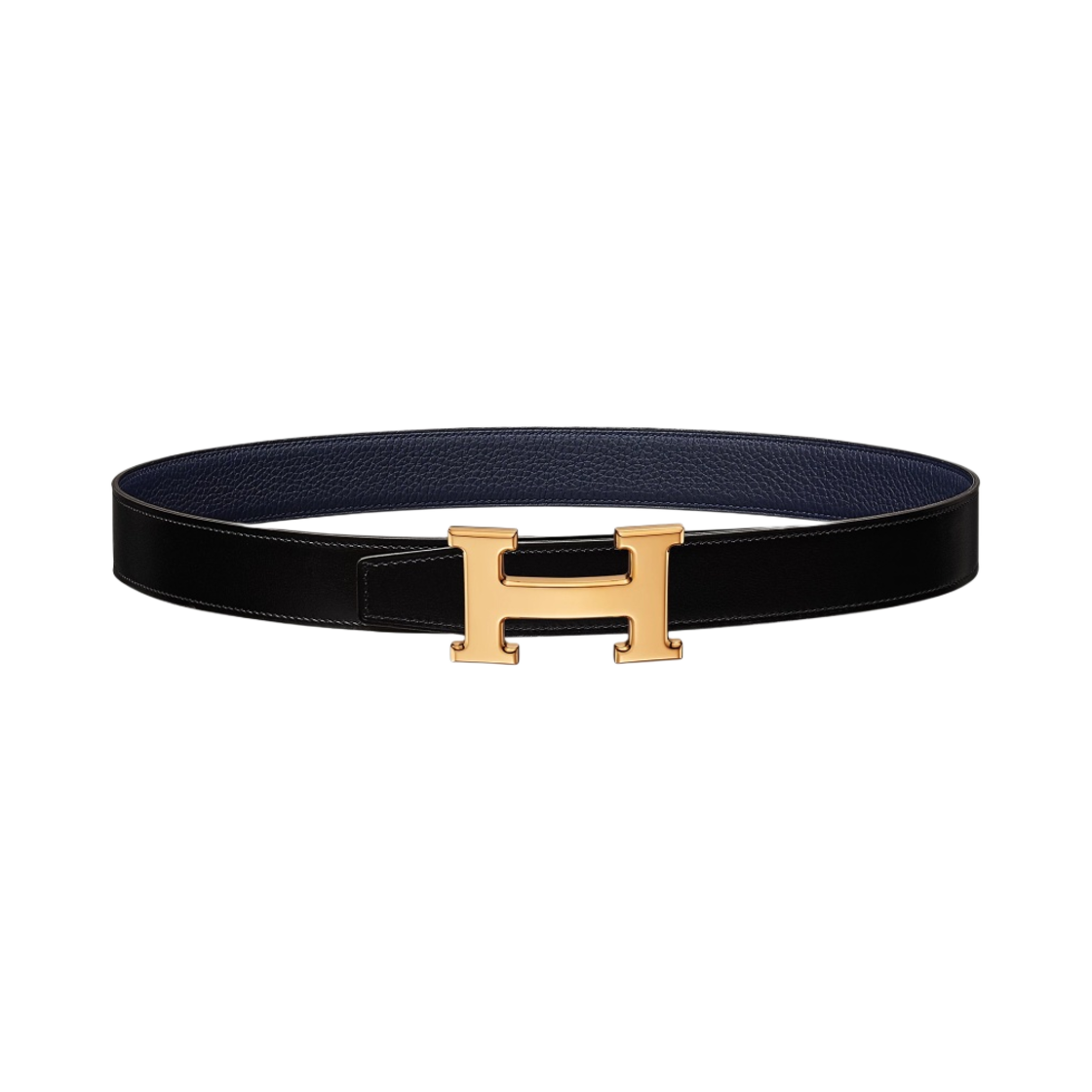 에르메스 H 벨트 버클 & 리버서블 가죽 스트랩 32mm & 골드 누아 블루 뉘(Hermes H Belt Buckle & Reversible Leather Strap 32mm & Gold Noir Bleu Nuit) - 1
