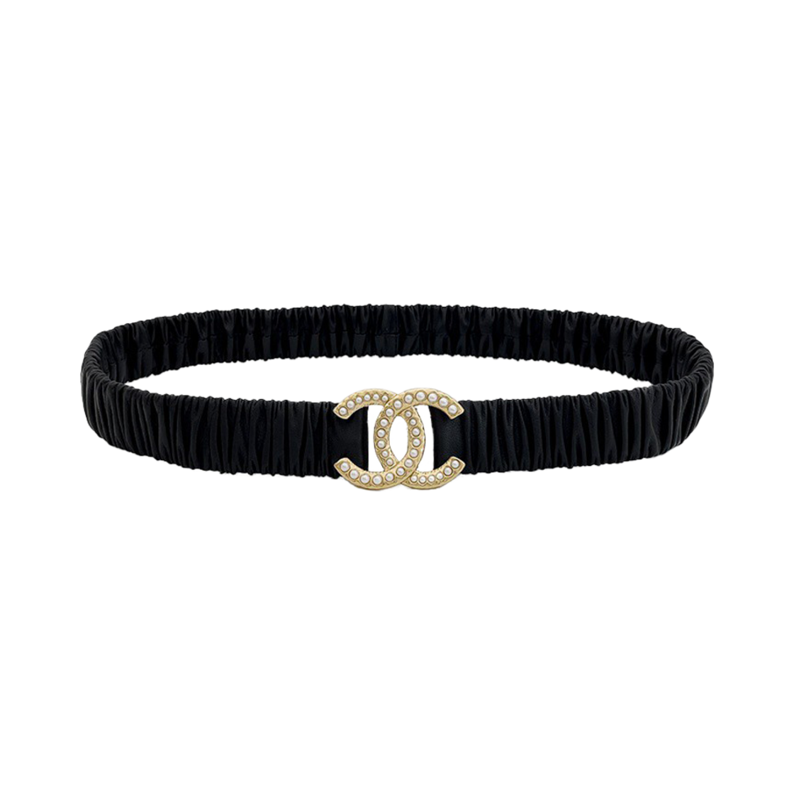 ITANMBWKB485 Chanel 24A Pearl CC Logo Banding Belt Belt 75 Black