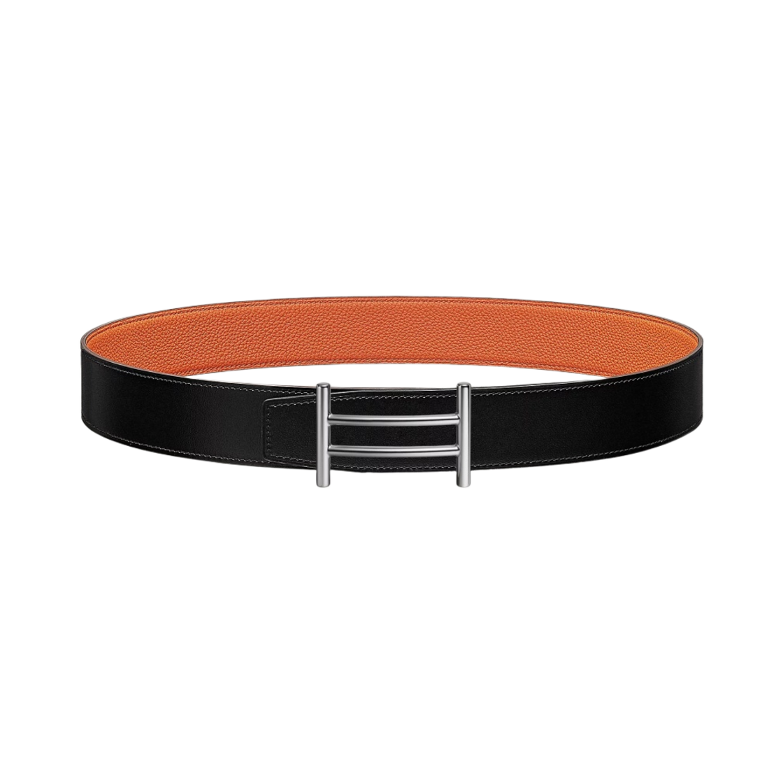 에르메스 라이더 벨트 버클 & 리버서블 가죽 스트랩 38mm & 실버 누아 오랑쥬(Hermes Rider Belt Buckle & Reversible Leather Strap 38mm & Silver Noir Orange) - 1