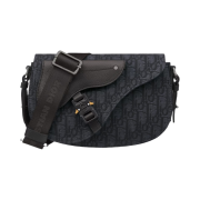 Dior Saddle Messenger Bag Dior Oblique Jacquard Grained Calfskin Black