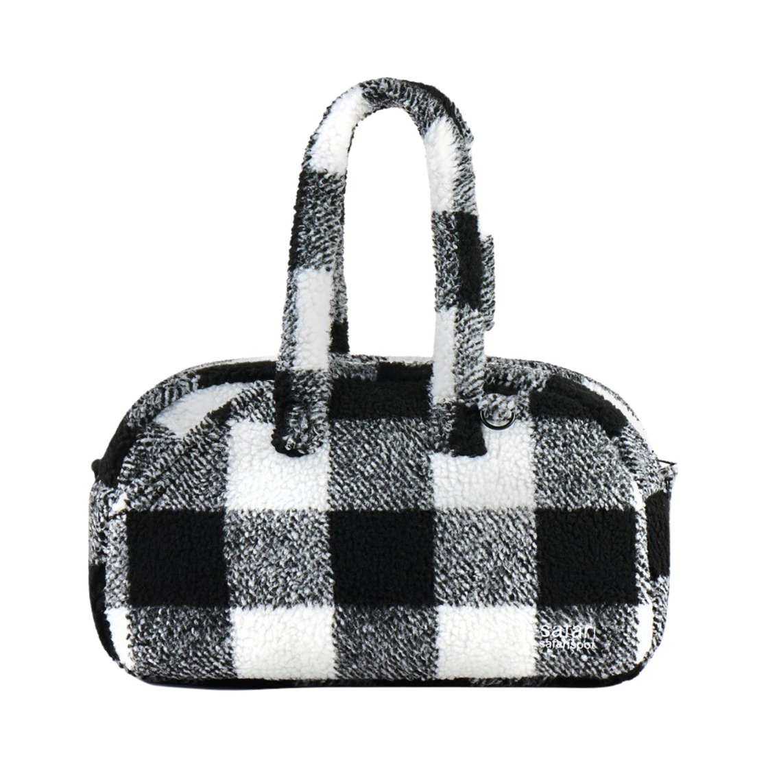 saf00114 Safarispot Basic Cottage Checked Boston Bag Black