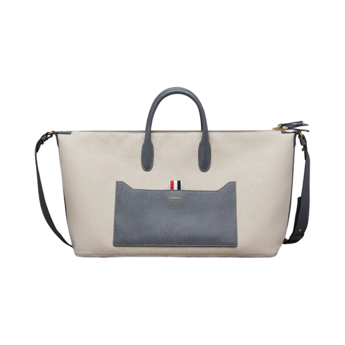 UAG163A-F0492-255 Thom Browne Cotton Canvas Medium Duffle Bag Natural