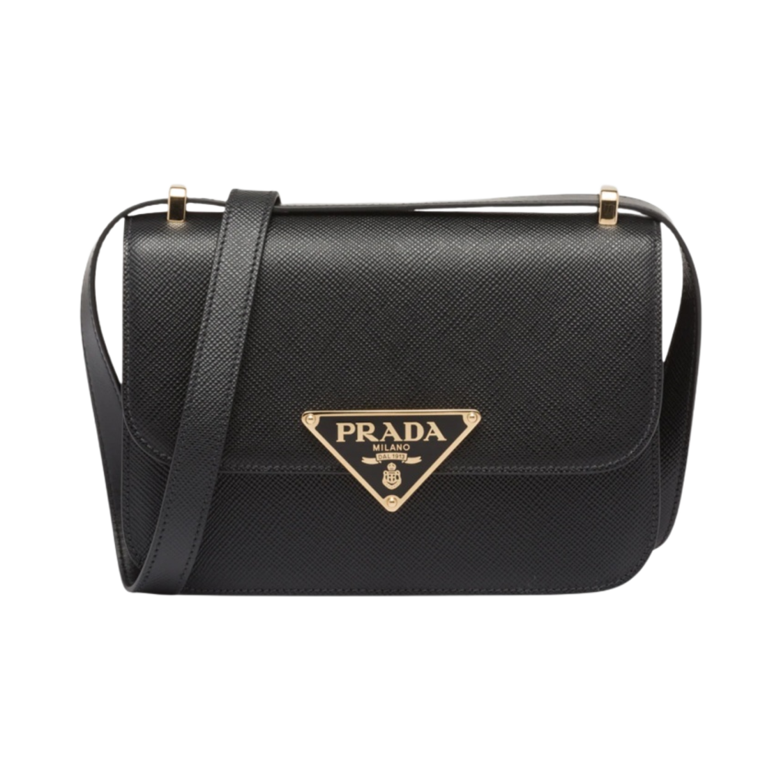 프라다 사피아노 레더 트라이앵글 로고 숄더백 블랙(Prada Saffiano Leather Triangle Logo Shoulder Bag Black) - 1