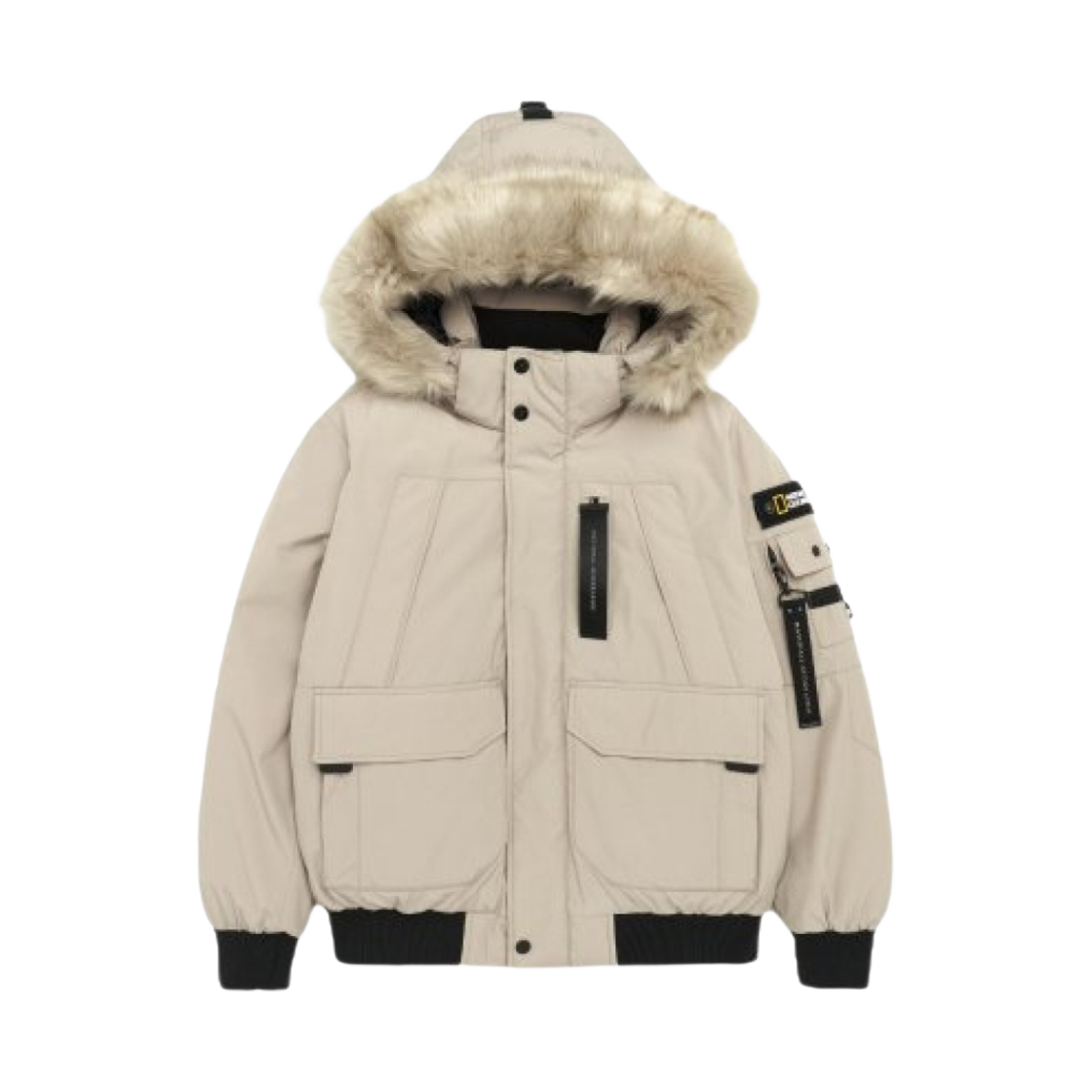 N224MDW930070 National Geographic Taruga Fur Trim Hood Goose Down Jumper Beige