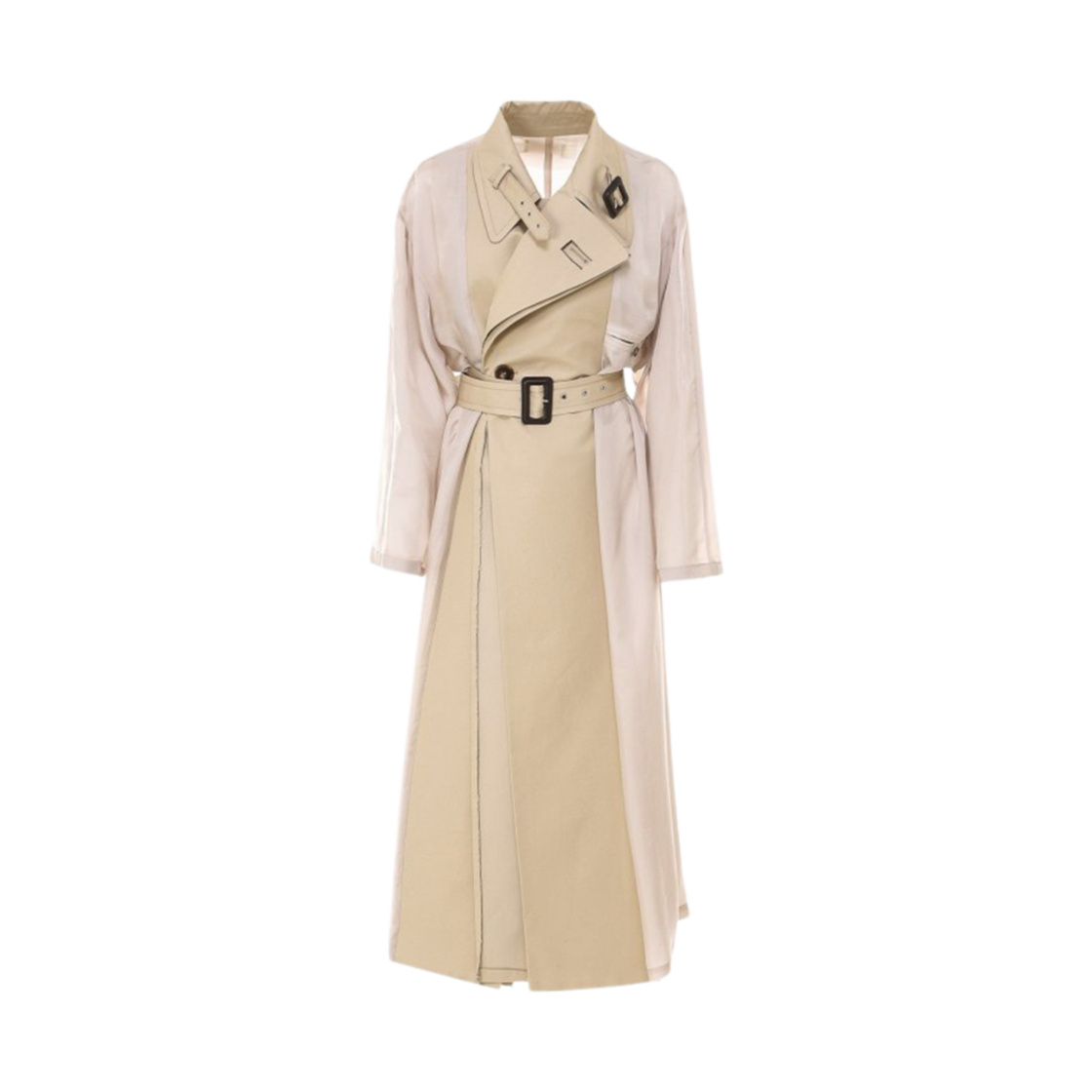 (W) 메종 마르지엘라 큐프로 코튼 개버딘 트렌치 코트 베이지((W) Maison Margiela Cupro Cotton Gabardine Trench Coat Beige)