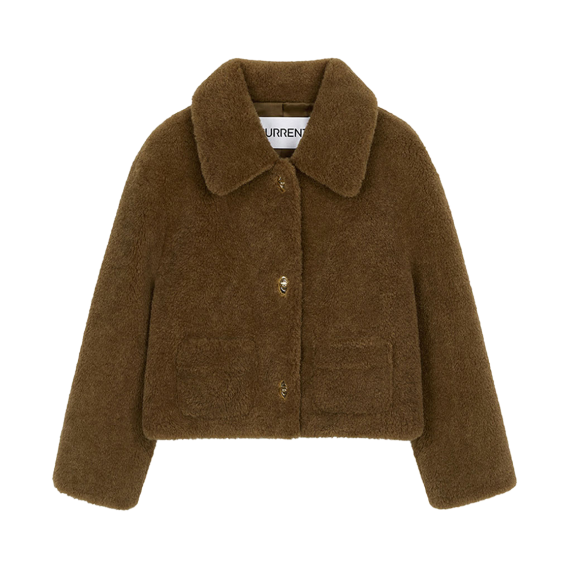 커렌트 페이크 퍼 셋인카라 자켓 카멜(Current Faux Fur Set In Collar Jacket Camel)