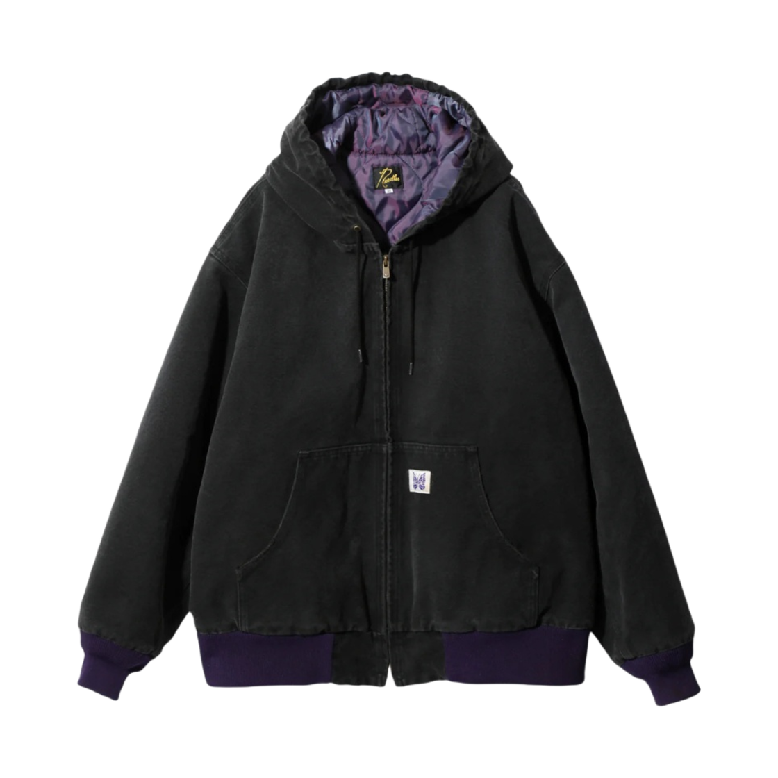 니들스 16oz 코튼 캔버스 지퍼 워크 후디 블랙