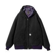 Needles 16oz Cotton Canvas Zipped Worked Hoody Black