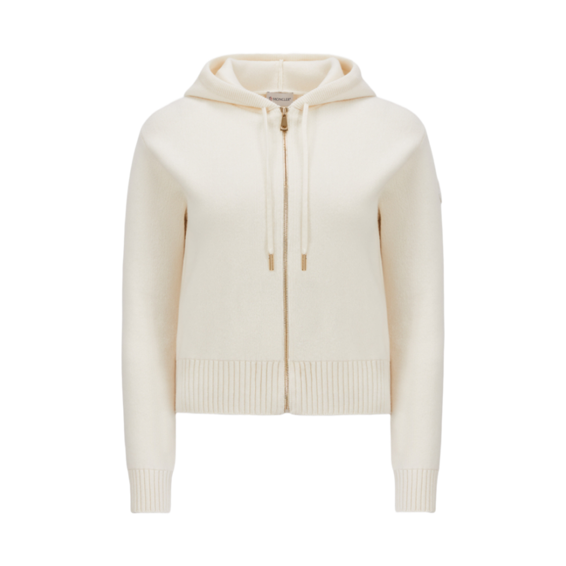 (W) 몽클레르 울 앤 캐시미어 집업 후드 화이트 아이보리 - 25SS((W) Moncler Wool & Cashmere Zip Up Hoodie White Ivory - 25SS) - 1