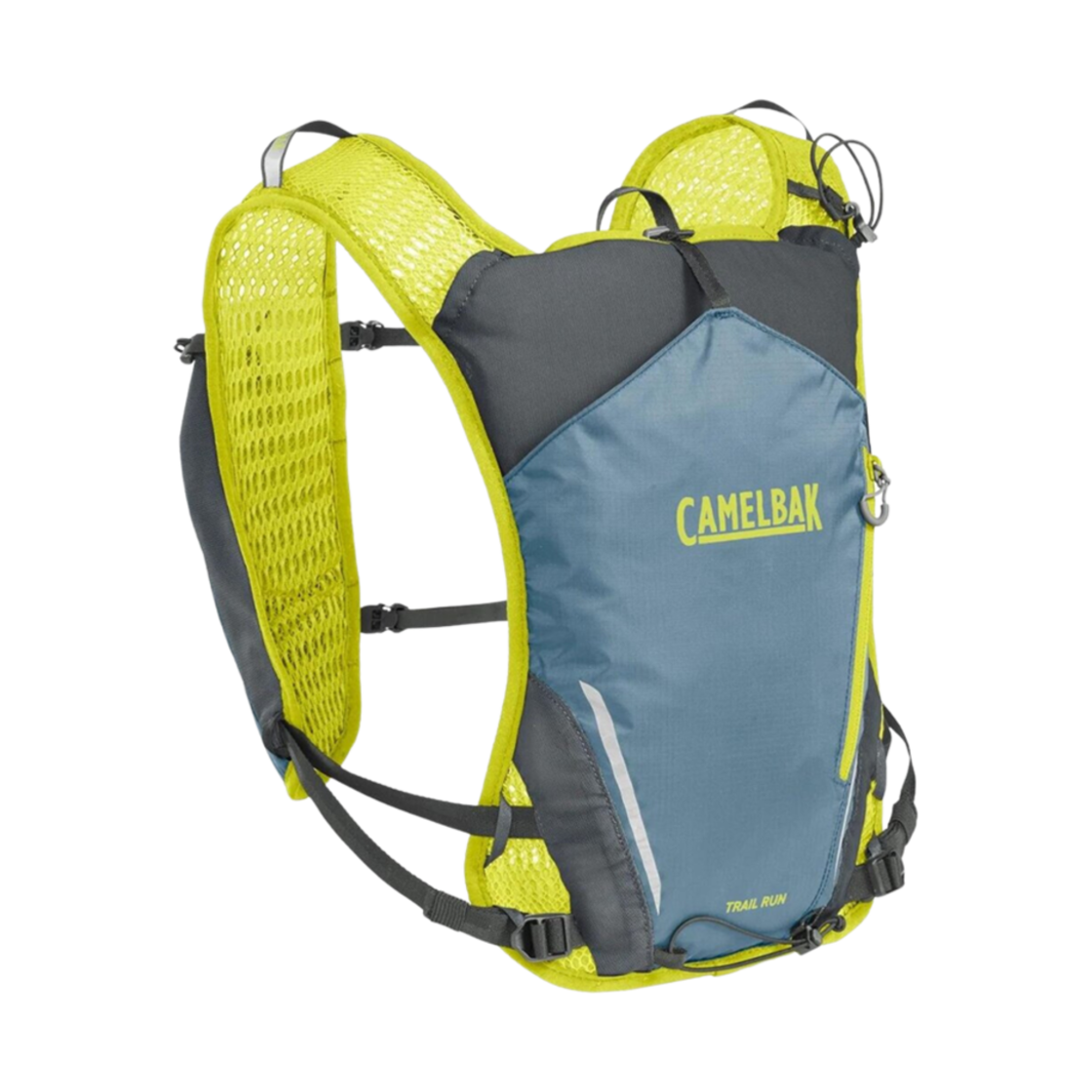 (W) 카멜백 트레일 런 베스트 스모크 블루 라임 (500ml 퀵 스토우 플라스크 2개 포함)((W) Camelbak Trail Run Vest Smoke Blue Lime (With Set of 2 500ml Quick Stow Flasks))