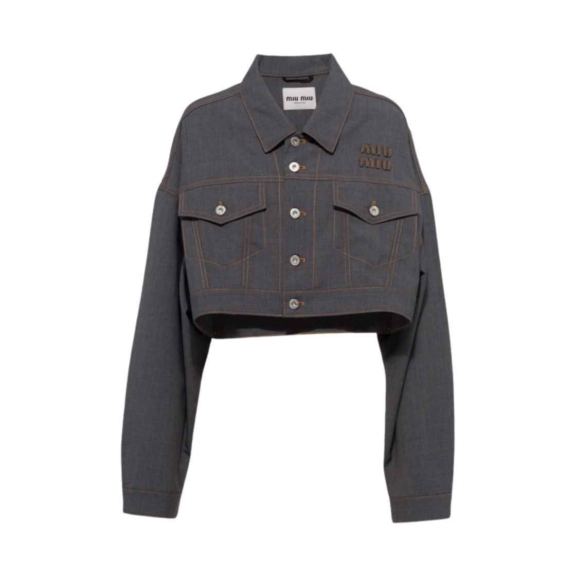 (W) 미우 미우 울 블루종 자켓 슬레이트 그레이((W) Miu Miu Wool Blouson Jacket Slate Grey) - 1