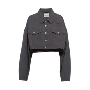 (W) Miu Miu Wool Blouson Jacket Slate Grey