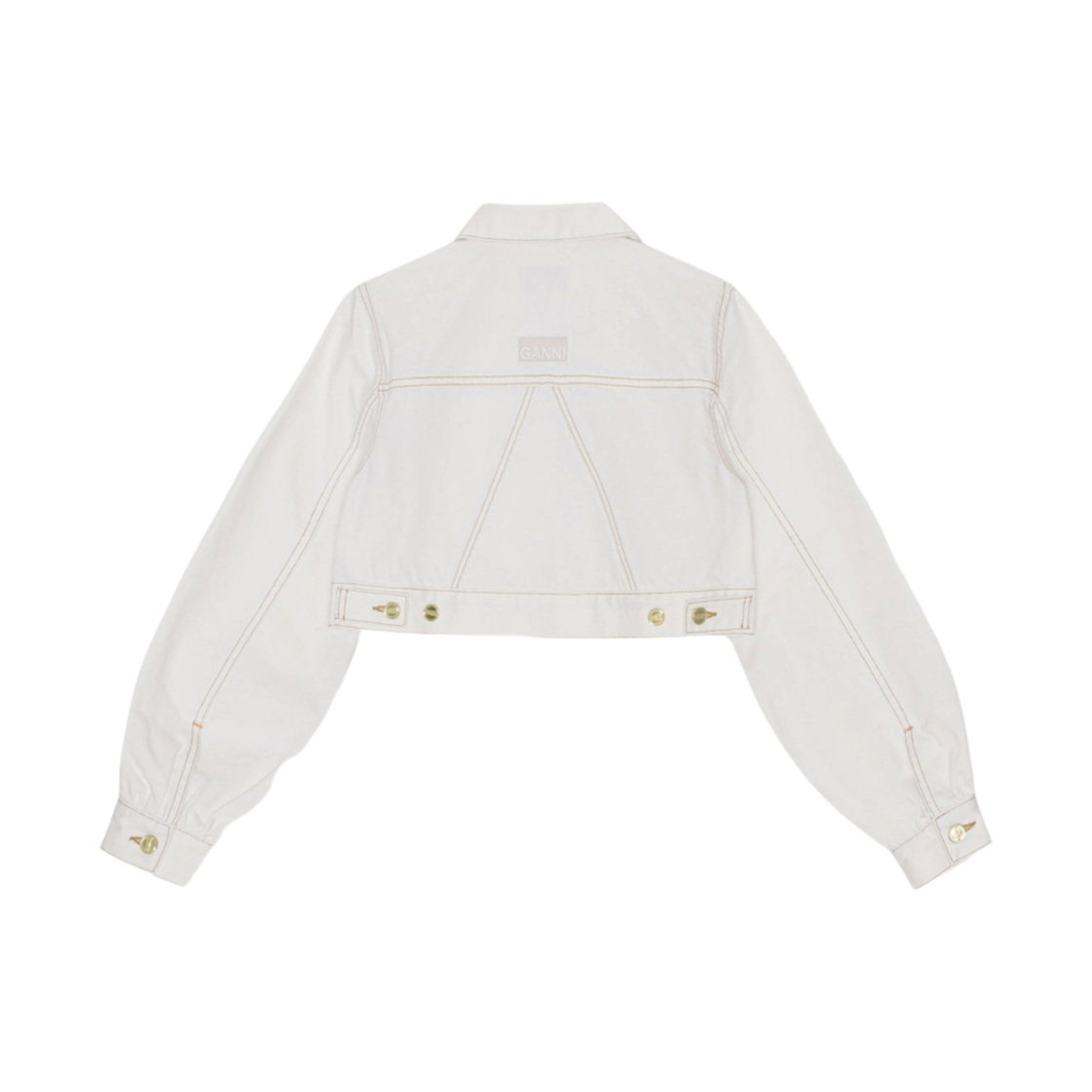 (W) 가니 데님 크롭 트러커 자켓 브라이트 화이트((W) Ganni Denim Cropped Trucker Jacket Bright White) - 2