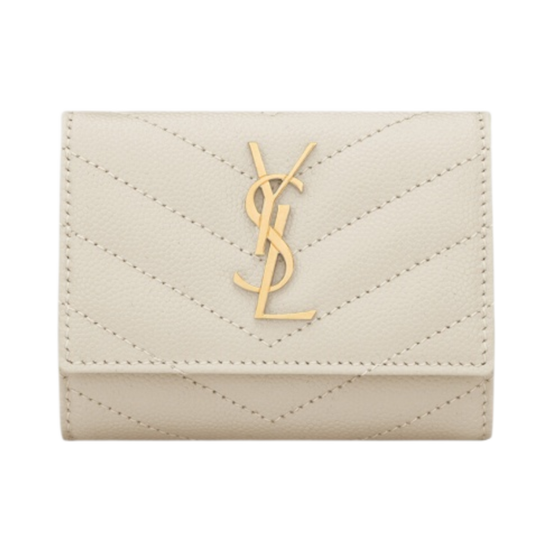 (W) 생로랑 카산드라 마틀라세 키 케이스 그레인 드 뿌드르 엠보스 레더 블랑 빈티지((W) Saint Laurent Cassandre Matelasse Key Case in Grain De Poudre Embossed Leather Blanc Vintage) - 1