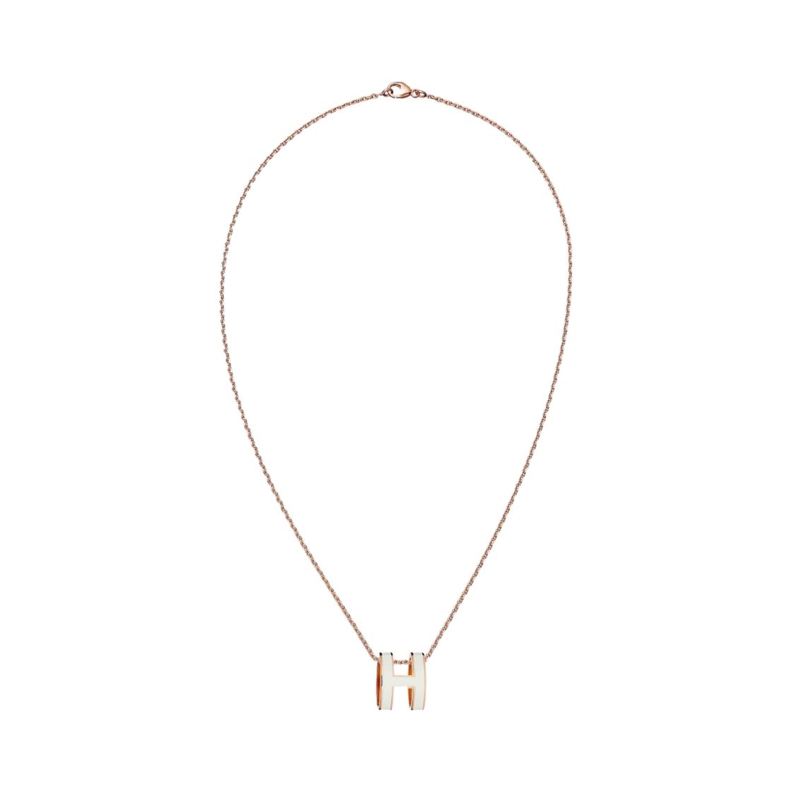 (W) 에르메스 팝아슈 펜던트 로즈 골드 하드웨어 & 블랑((W) Hermes Pop H Pendant Rose Gold & Blanc)