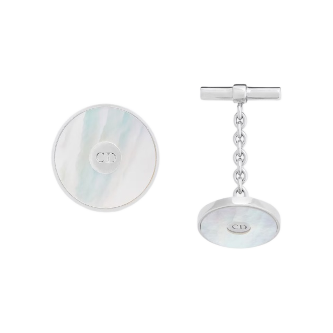 디올 CD 아이콘 커프스링크 실버 마더 오브 펄(Dior CD Icon Cufflinks Silver Mother of Pearl) - 1
