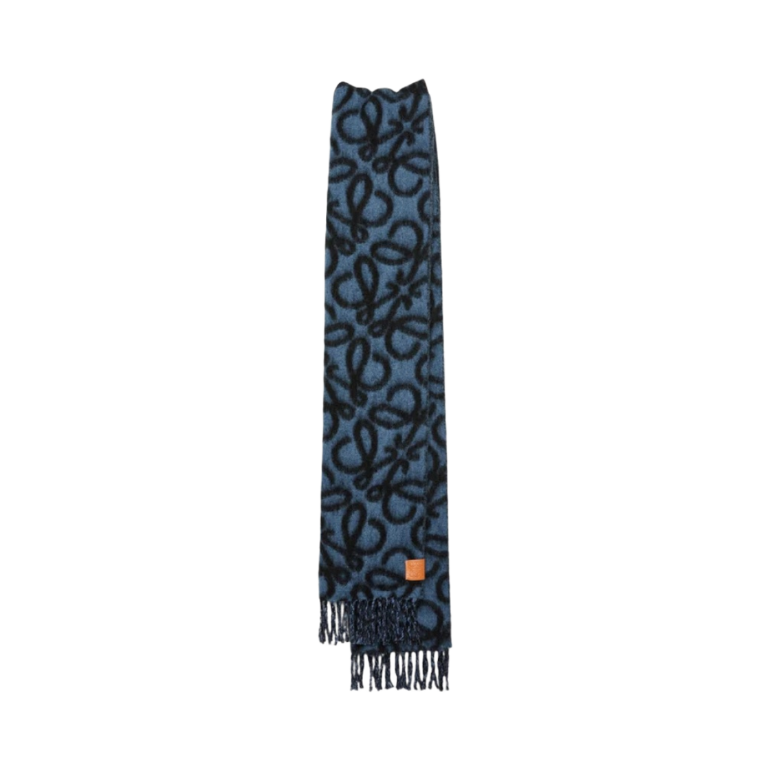 (W) 로에베 아나그램 스카프 인 알파카 앤 울 네이비 블랙((W) Loewe Anagram Scarf in Alpaca and Wool Navy Black) - 1