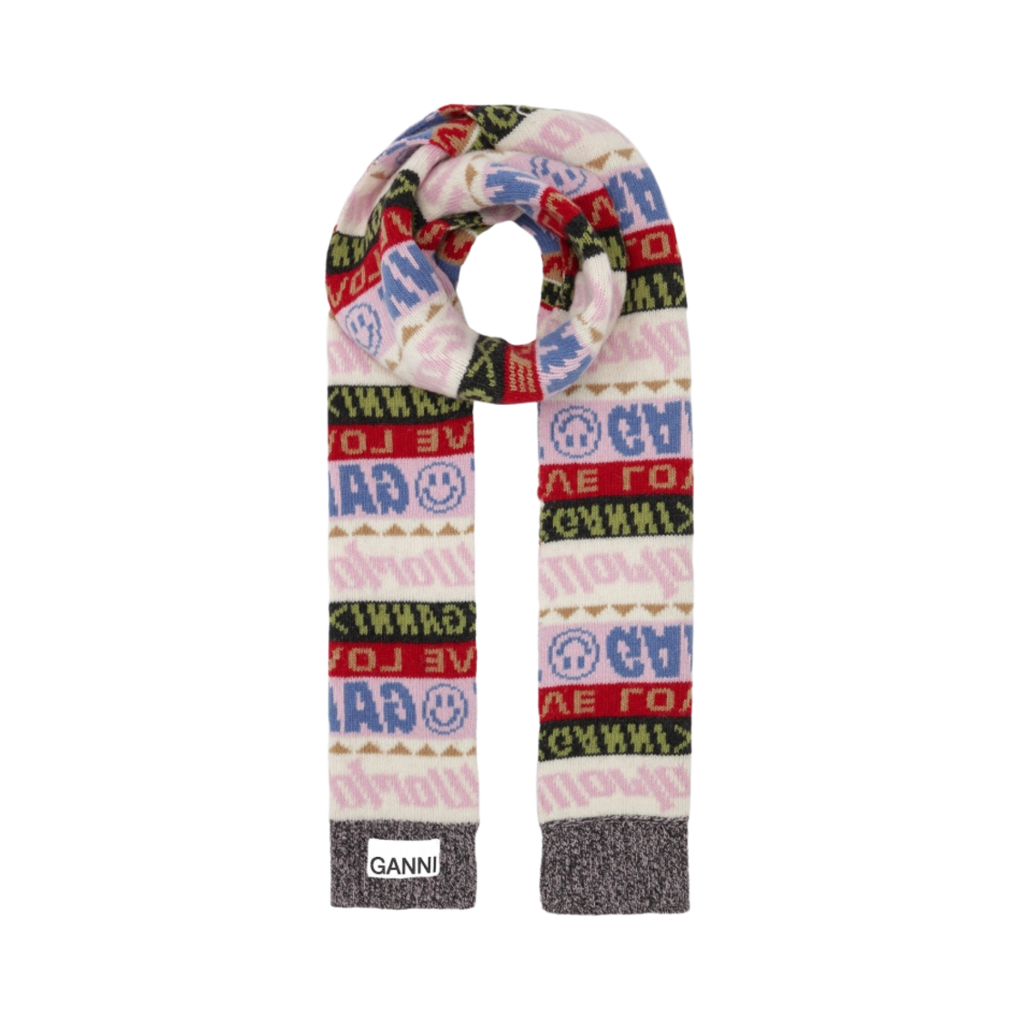 가니 그래픽 울 머플러 멀티컬러