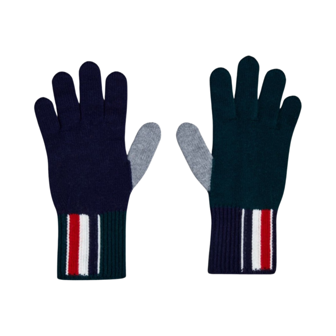 MKG011F-Y1018-310 Thom Browne Fun-Mix Merino Jersey Stripe Gloves Green