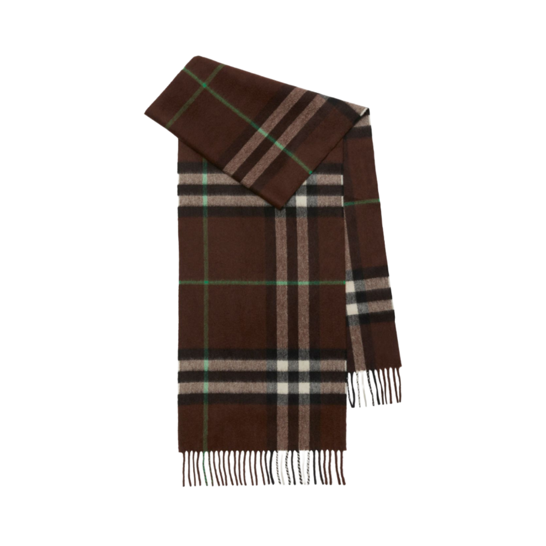 8077887 Burberry Check Cashmere Fringed Muffler Brown