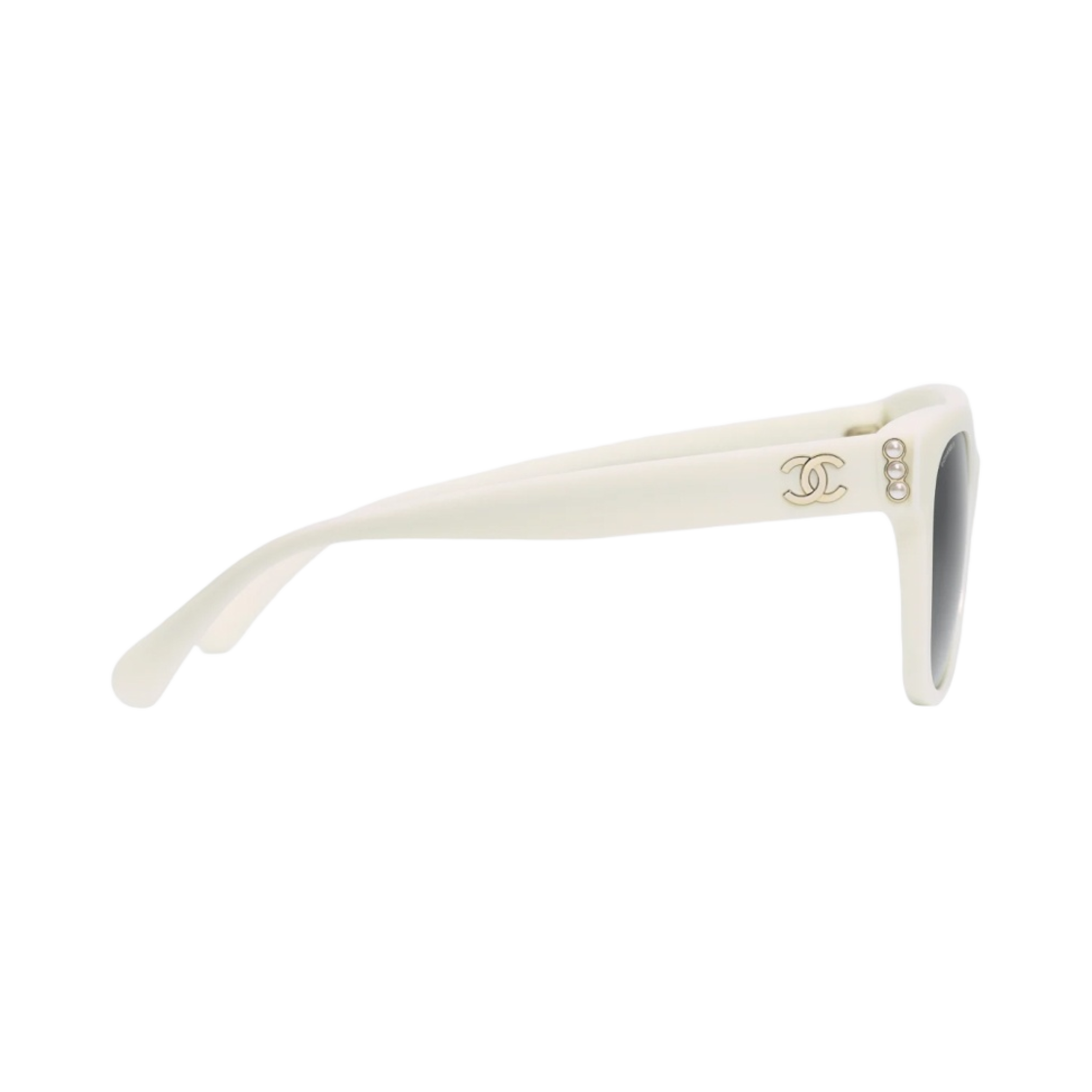 샤넬 스퀘어 선글라스 아세테이트 글래스 펄 & 화이트 프레임 그레이 렌즈 아시안 핏(Chanel Square Sunglasses Acetate Glass Pearls & White Frame Grey Lenses Asian Fit) - 3