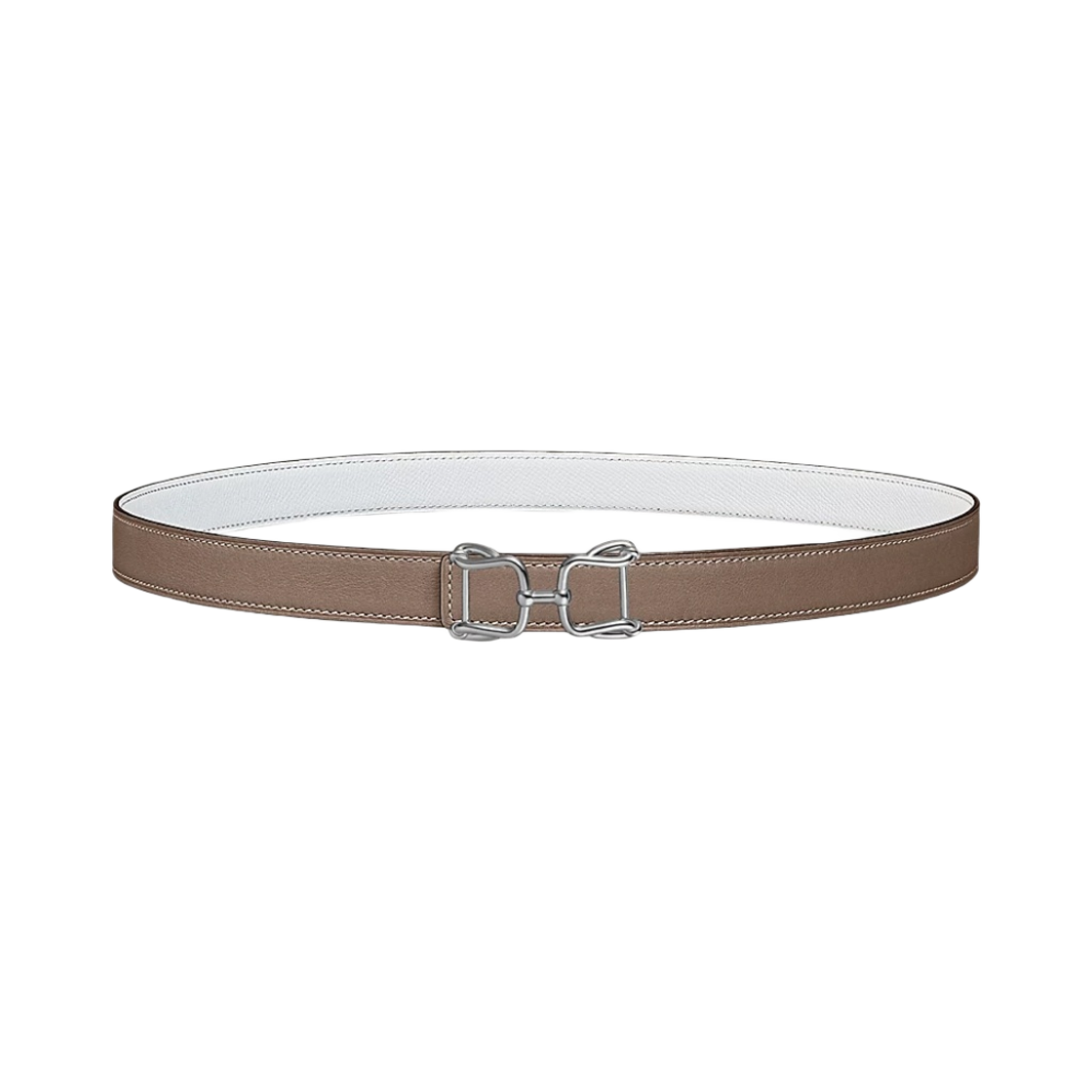 (W) 에르메스 아라베스크 벨트 버클 & 리버서블 가죽 스트랩 24mm & 실버 에뚜쁘 블랑((W) Hermes Arabesque Belt Buckle & Reversible Leather Strap 24mm & Silver Etoupe Blanc) - 1