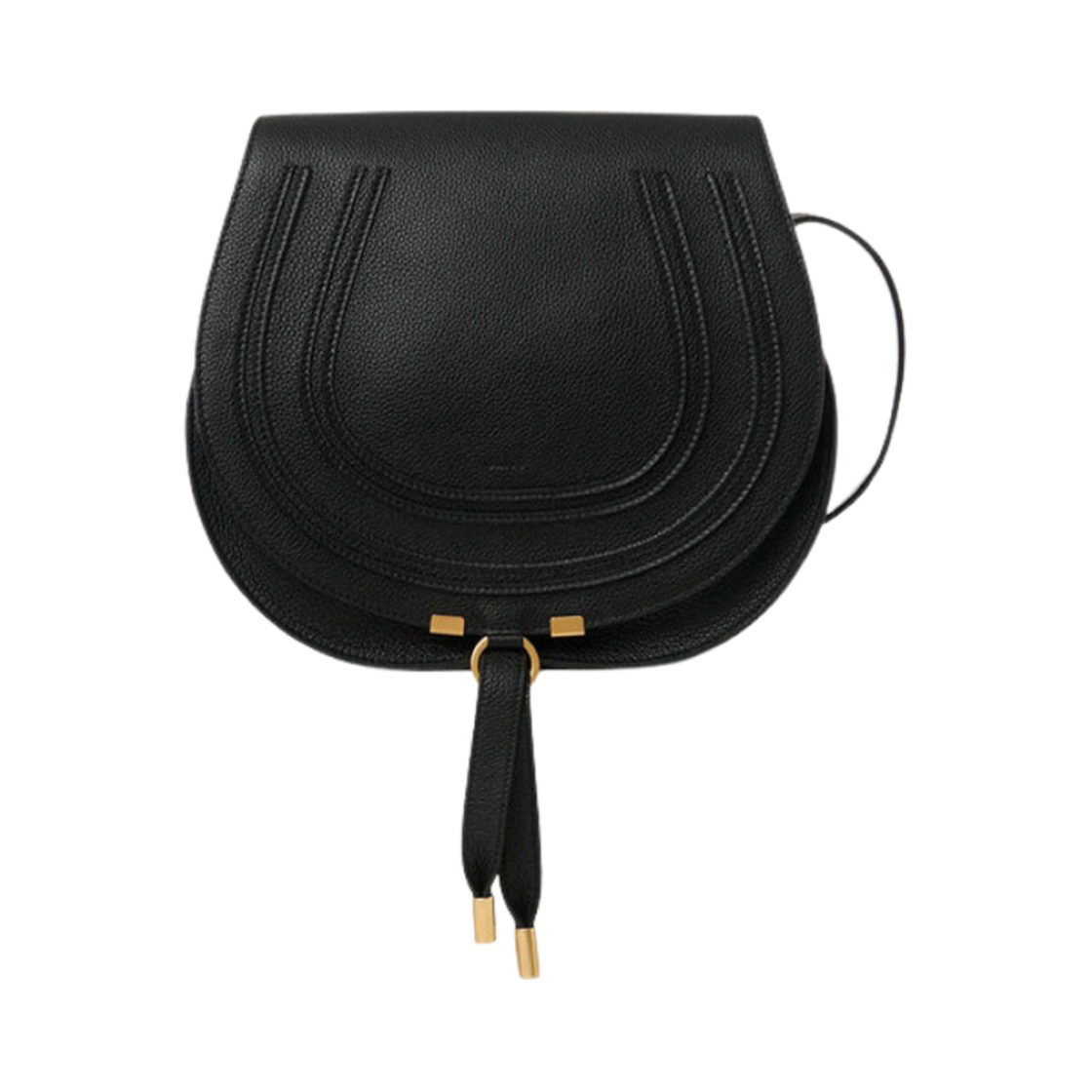 CHC21AS605F01001 Chloe Grained Leather Marcie Medium Saddle Bag Black